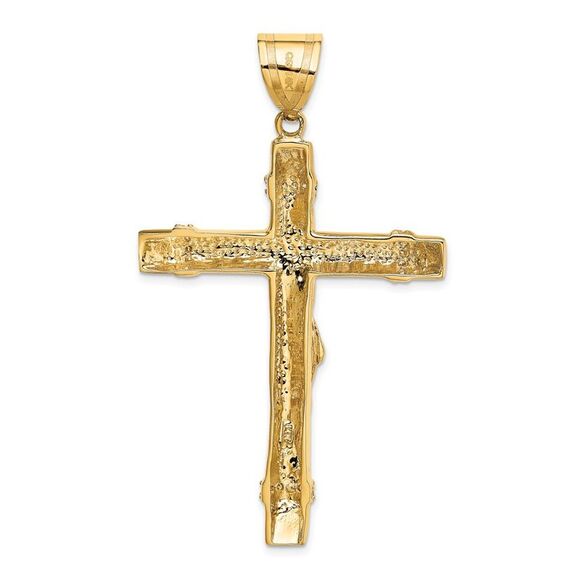 Men's 14k Two Tone Gold & CZ Extra Large Crucifix Pendant, 38 x 64mm - Picture 3 of 5